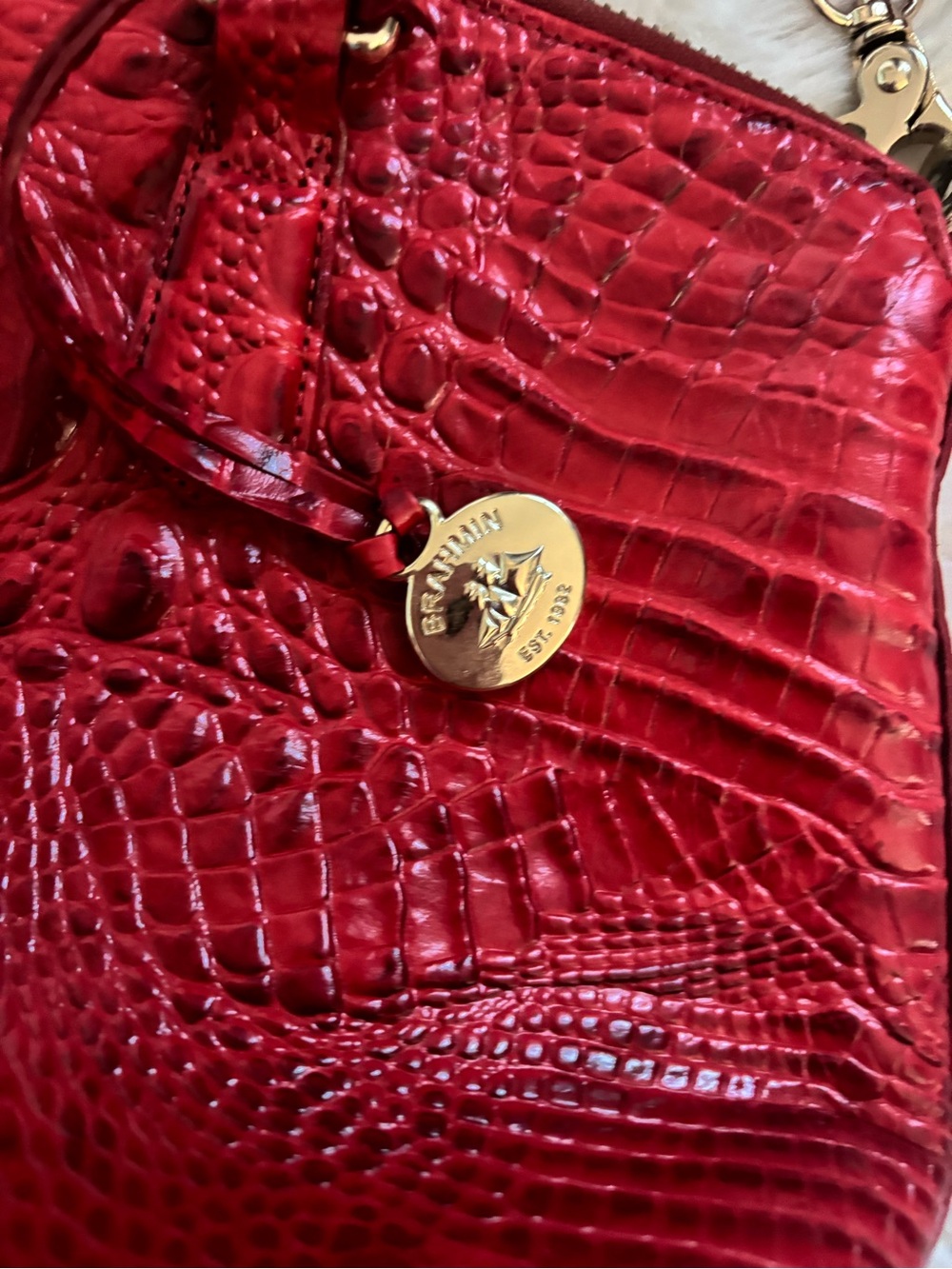 Brahmin Red Dragon Melbourne Leather Duxbury Satchel Handbag and Wallet - Picture 3 of 15